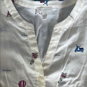 Talbots Cream women’s print Shirt 3/4 sleeve